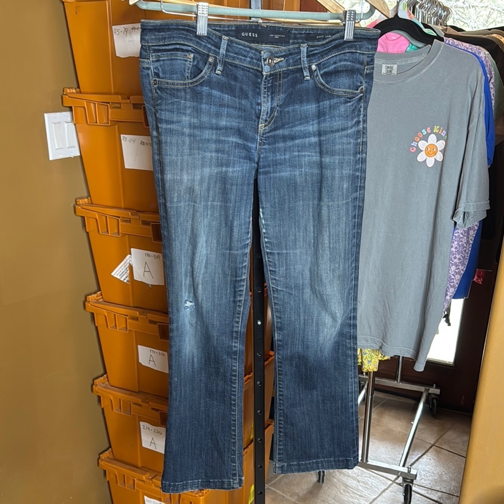 Guess Los Angeles Boot Low Jeans Woman’s Blue Denim Size 30